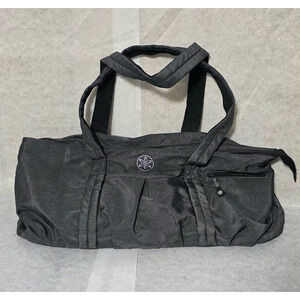 Gaiam Yoga Barre Gym Tote Bag Gray Nylon Large Travel Carryall Duffel